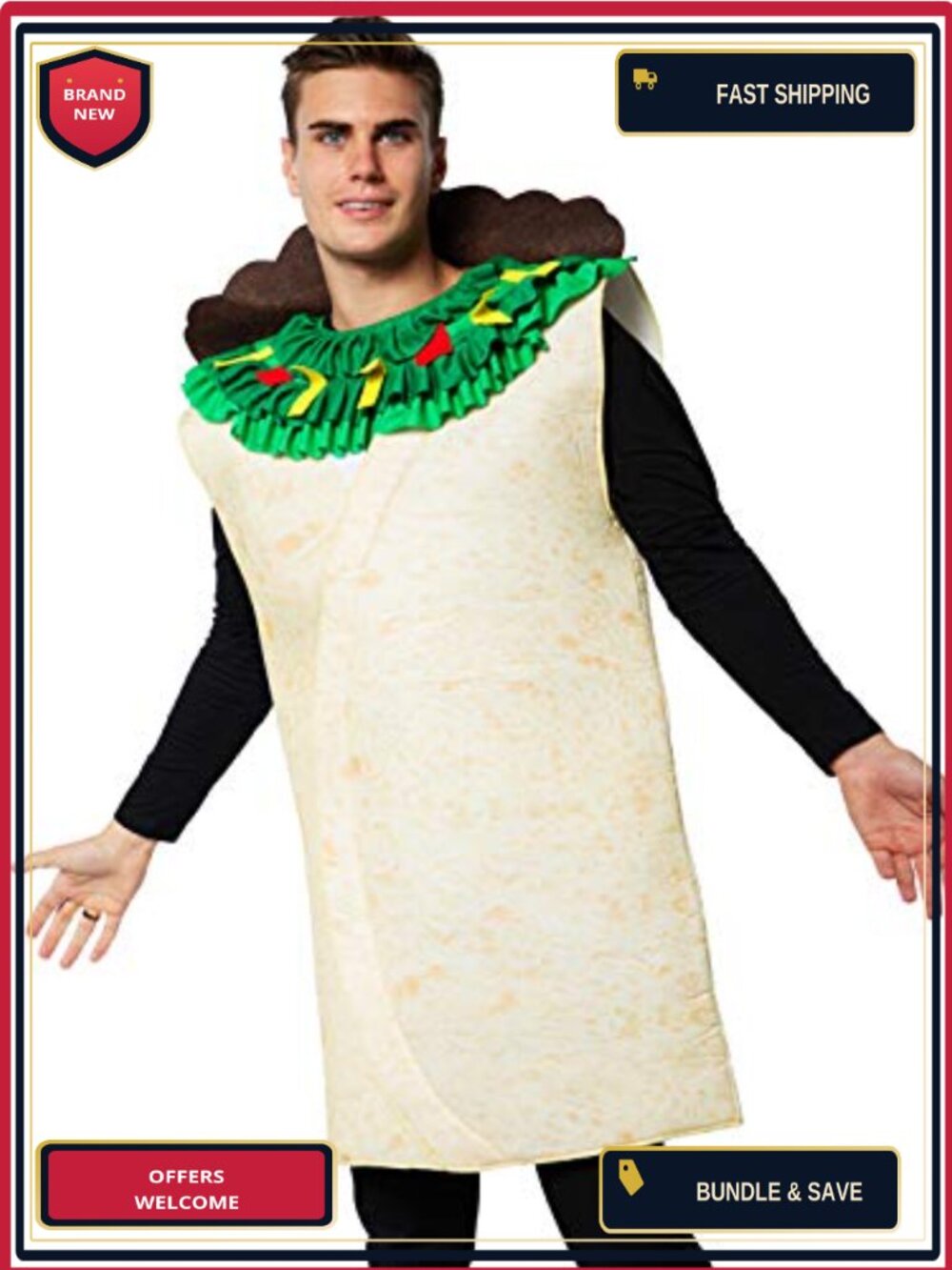 Adult Taco Halloween Costume Funny Food Tunic One Size Fits Most